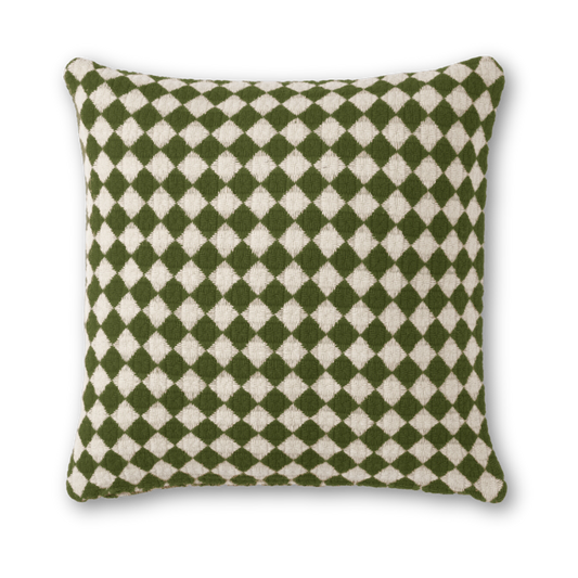 Burel Factory represented by 55° North Cushion, Azulejo Cushion Cover Pearl and Army Green 60/21