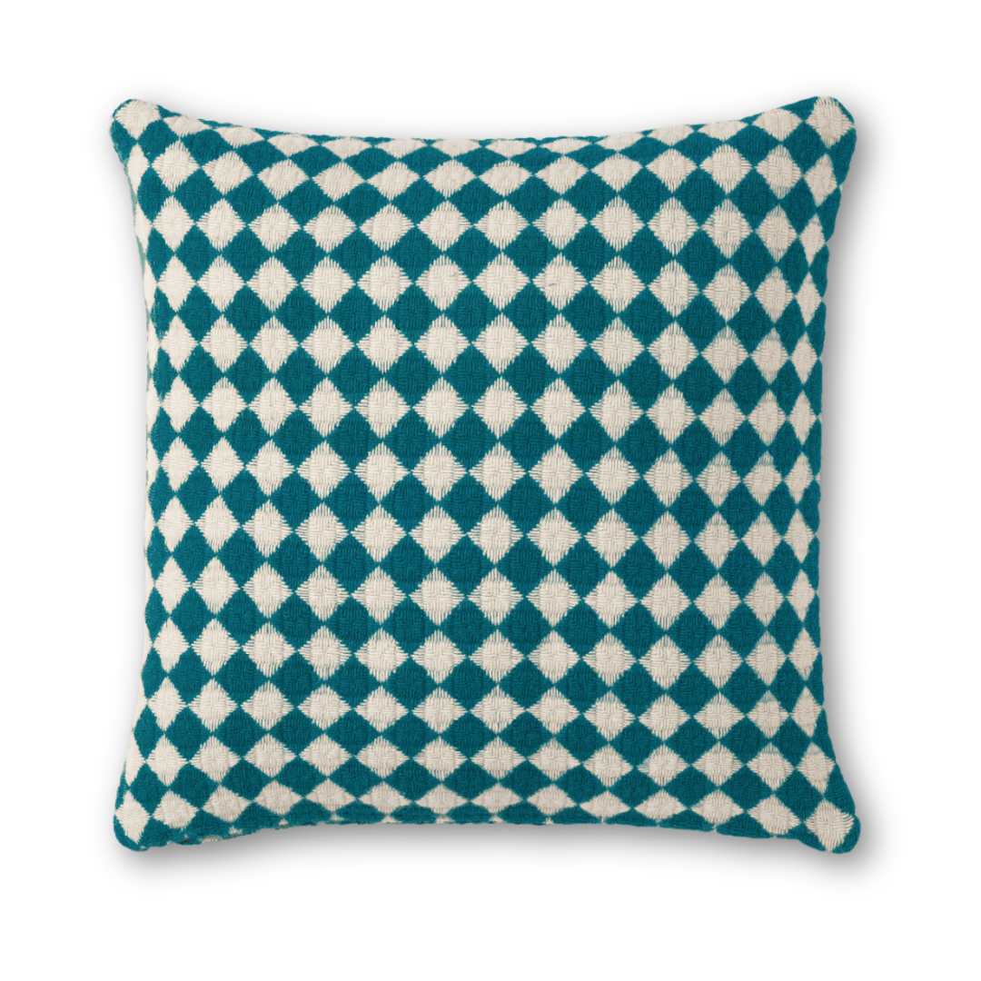 Burel Factory represented by 55° North Cushion, Azulejo Cushion Cover Pearl and Oil Blue 72/16