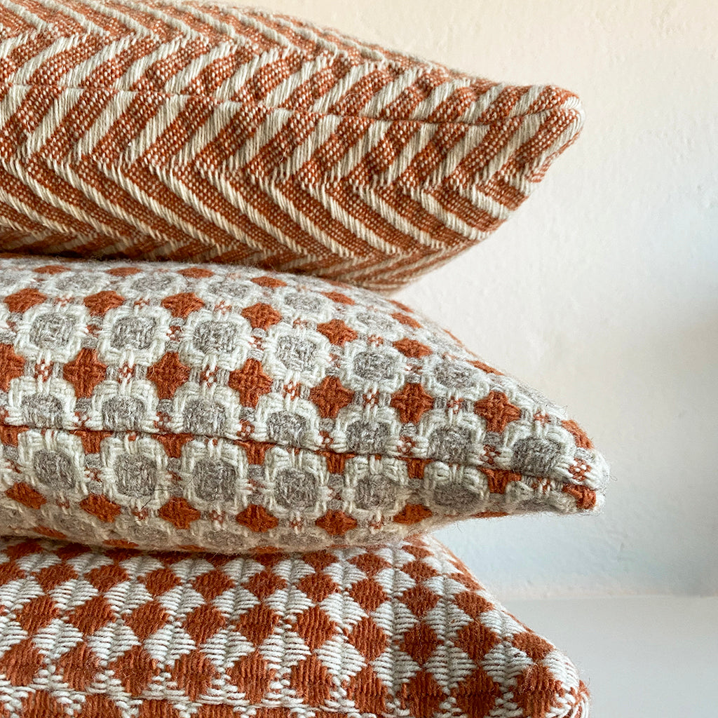Burel Factory represented by 55° North Cushion, Vintage Cushion Cover Terracotta, Beige and Pearl 27/48.