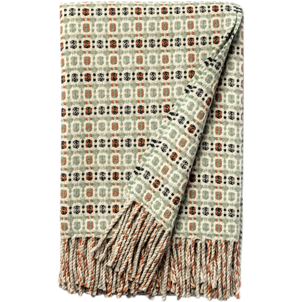 Burel Factory represented by 55° North Blanket, Vintage Blanket Eucalyptus, terra cotta, dark green 16/50/13