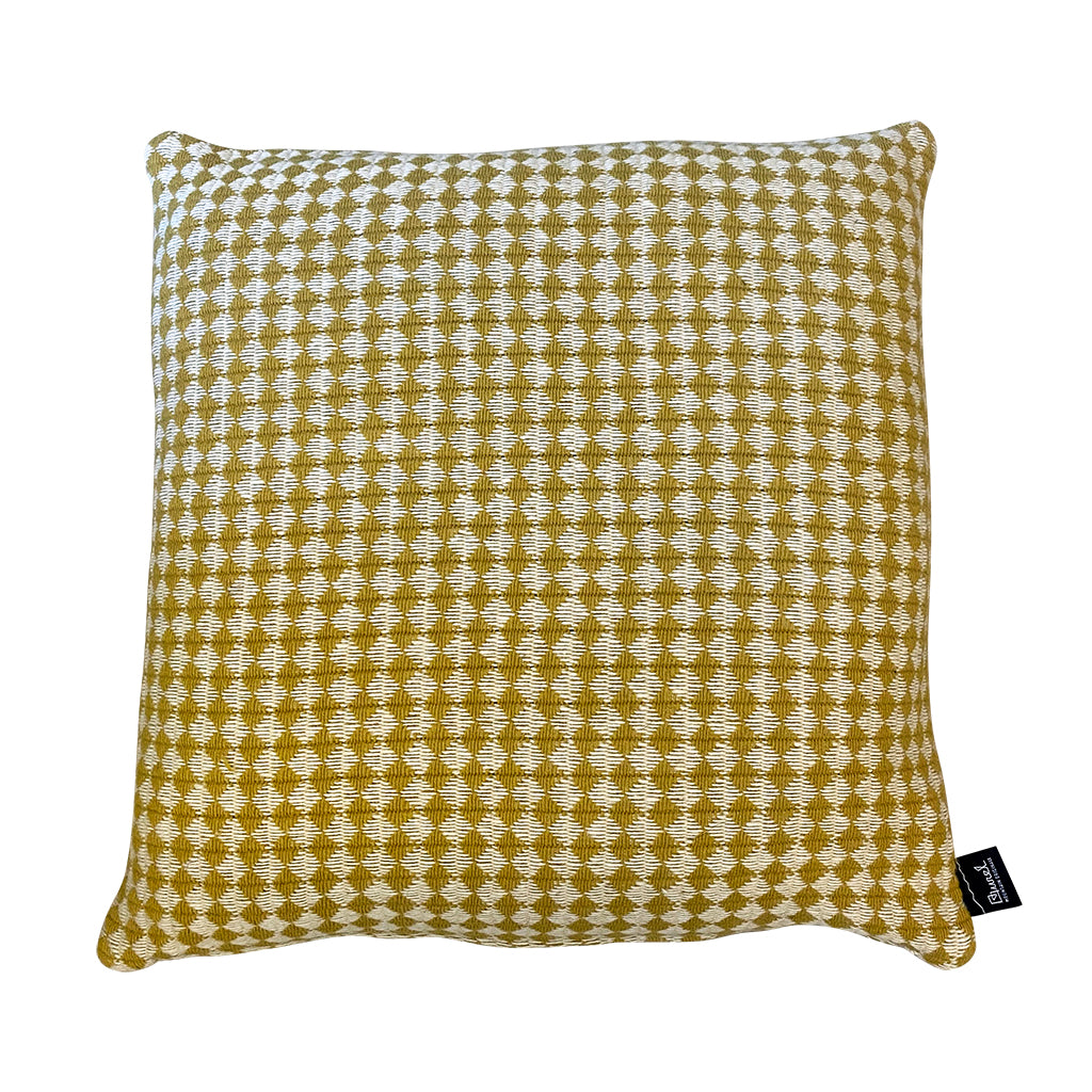 Burel Factory represented by 55° North Cushion, Azulejo mini Cushion Cover Mustard Yellow and Pearl 1/39