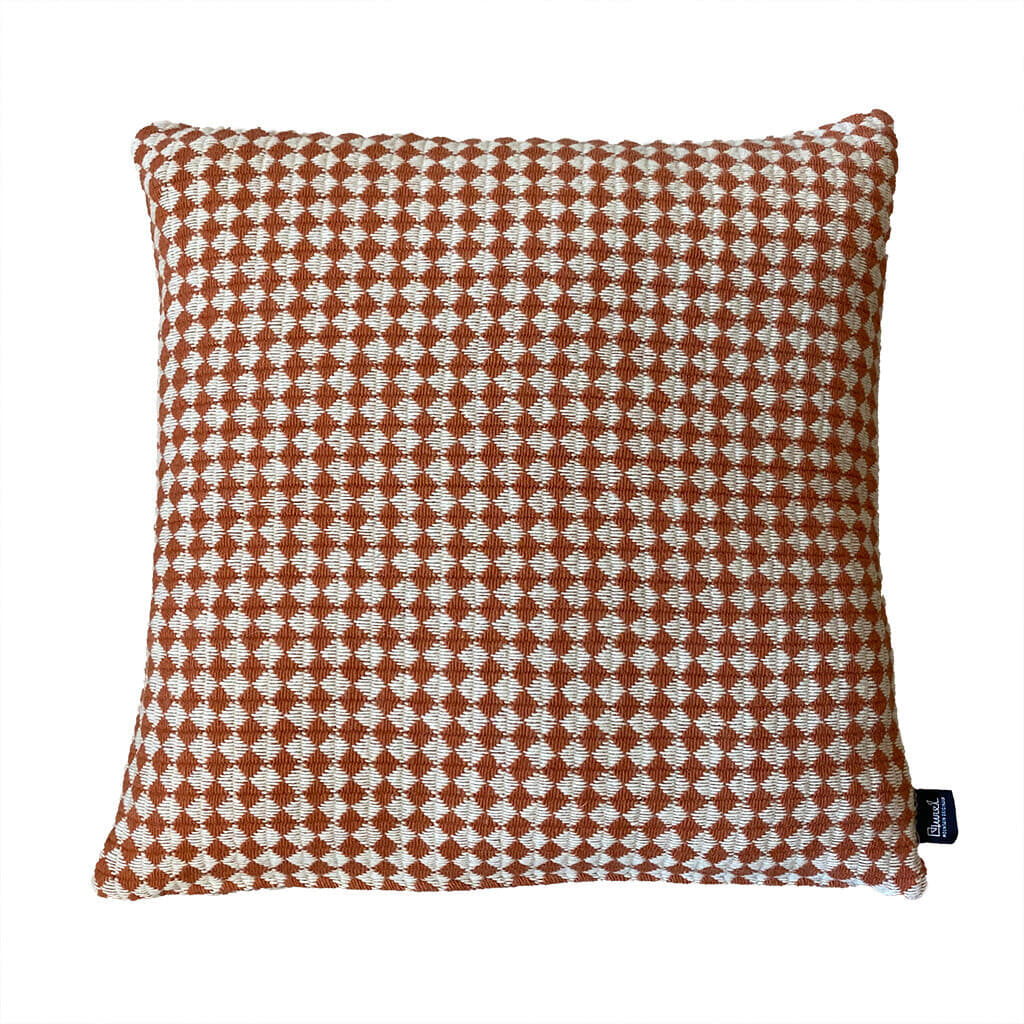 Burel Factory represented by 55° North Cushion, Azulejo mini Cushion Cover Terracotta and Pearl 1/48