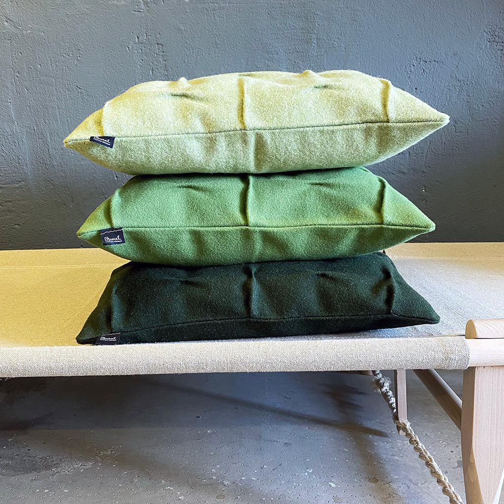 Burel Factory represented by 55° North Cushion, Cross Draped Cushion Cover Army Green 754C