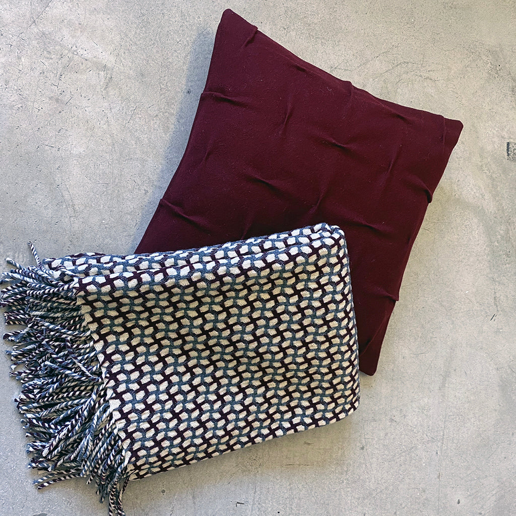 Burel Factory represented by 55° North Cushion, Cross Draped Cushion Cover Bordeaux 209C